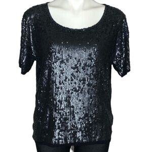 J. Crew Sequin Slouchy Tee, Navy, size small